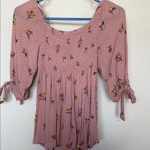 Dusty Rose off the shoulder top